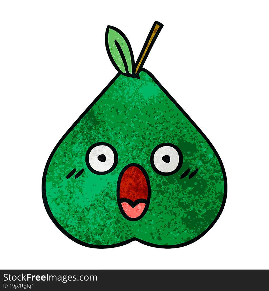 retro grunge texture cartoon pear