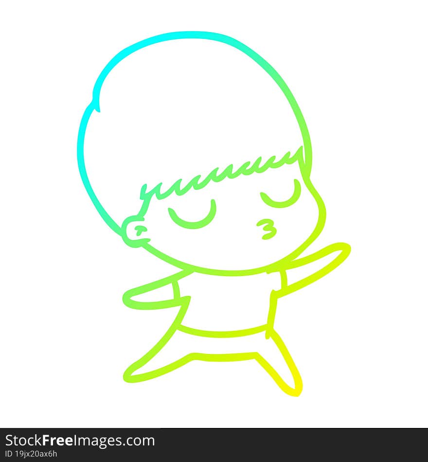 cold gradient line drawing cartoon calm boy