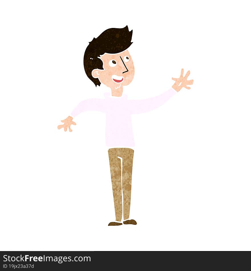 cartoon man waving