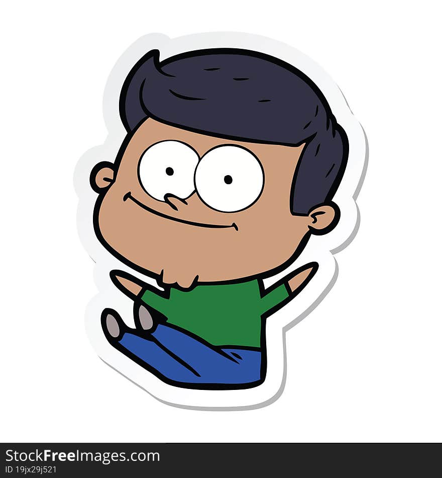 sticker of a cartoon happy man