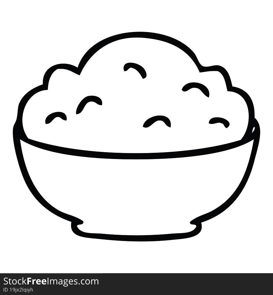 quirky line drawing cartoon bowl of mash