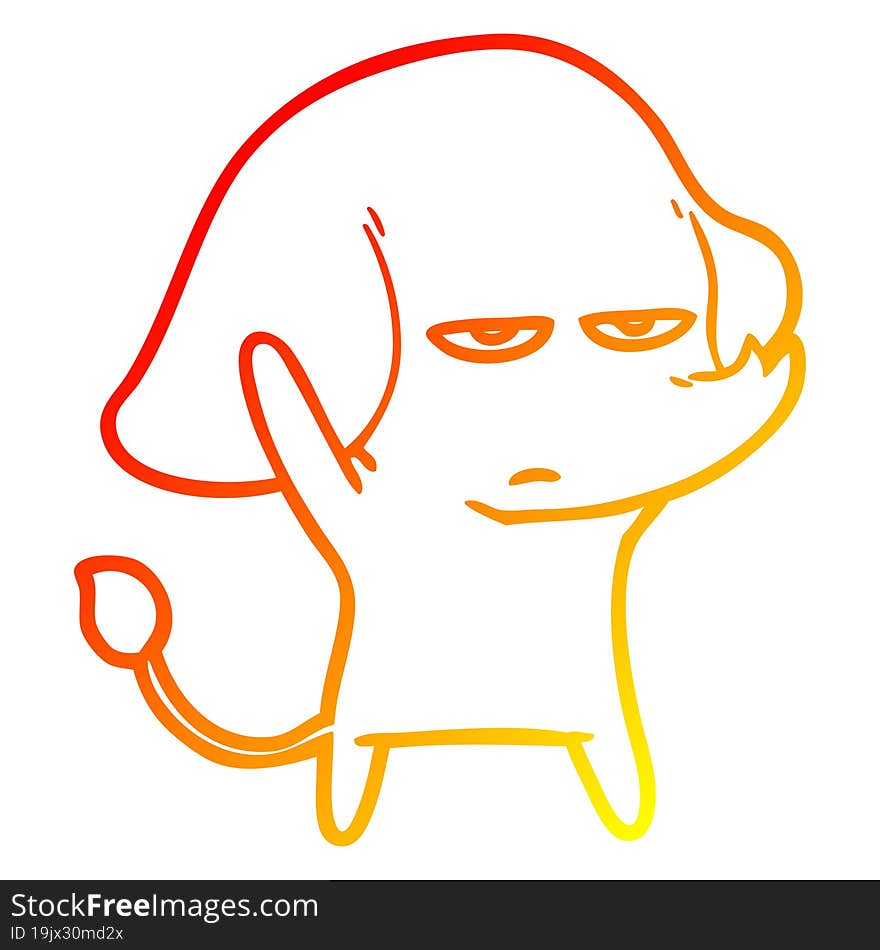 warm gradient line drawing annoyed cartoon elephant