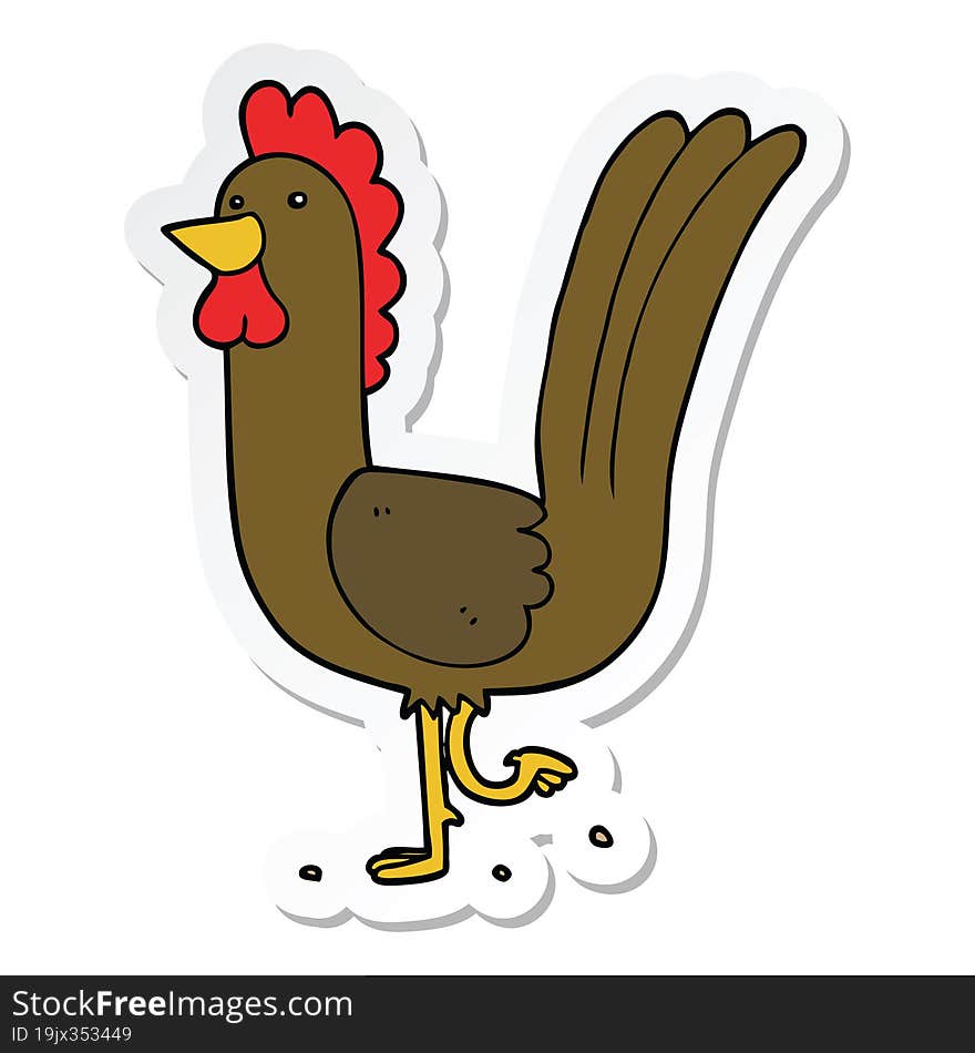 sticker of a cartoon rooster