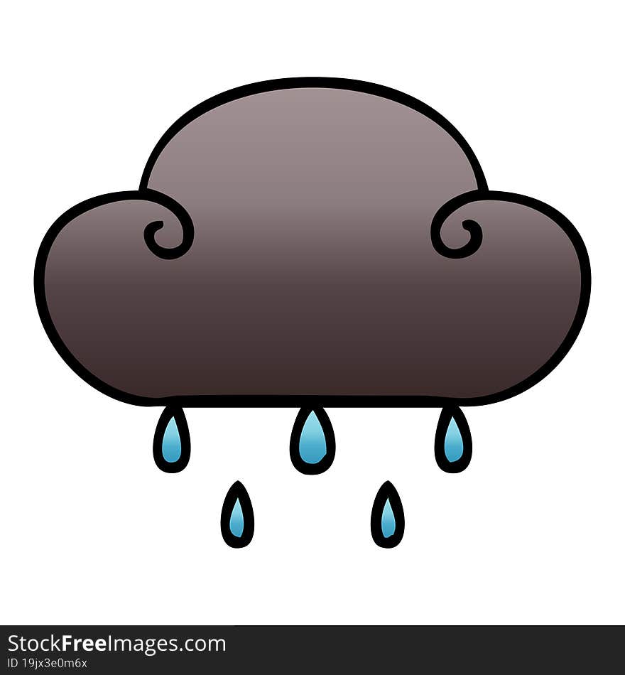 quirky gradient shaded cartoon rain cloud