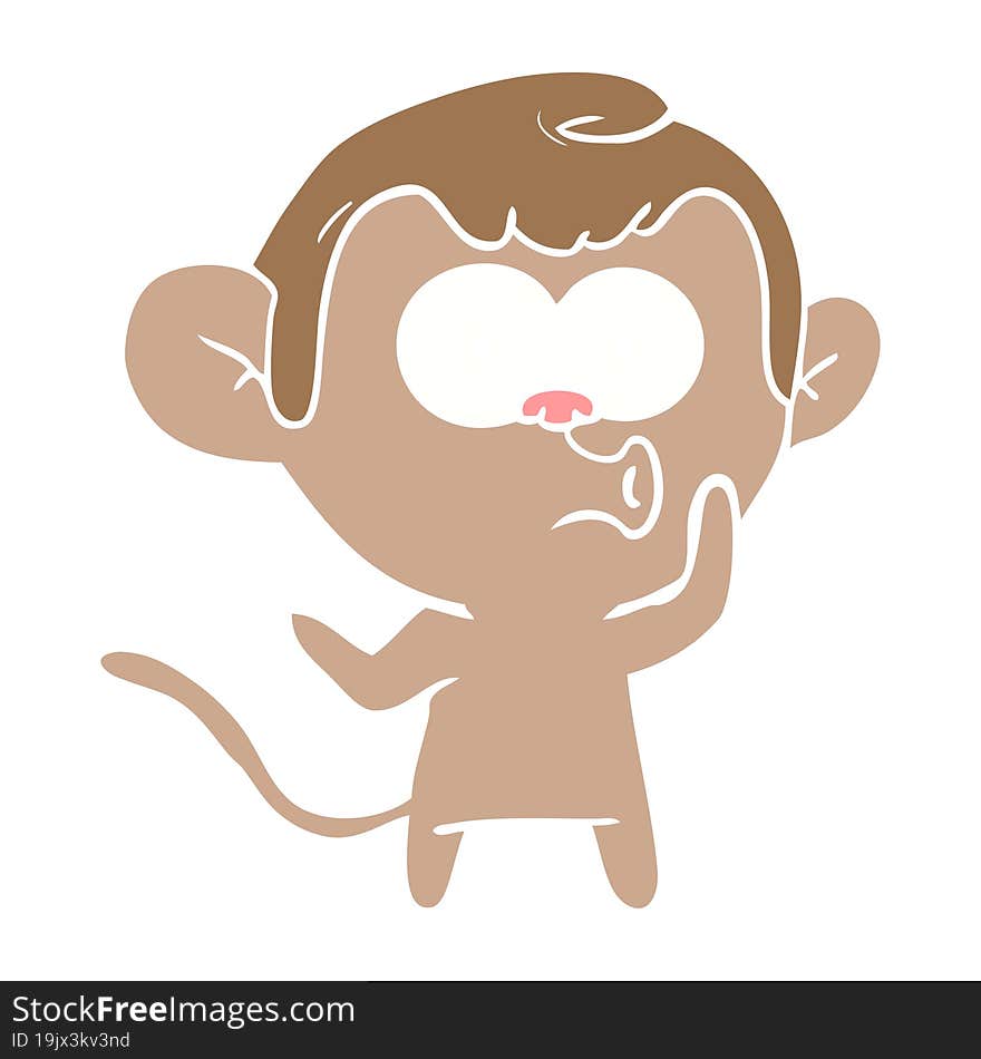 flat color style cartoon hooting monkey