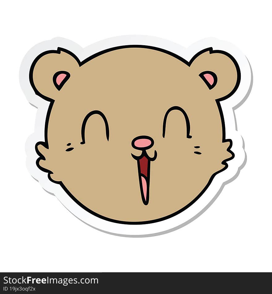 sticker of a cute cartoon teddy bear face