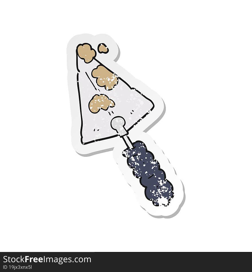 retro distressed sticker of a cartoon trowel