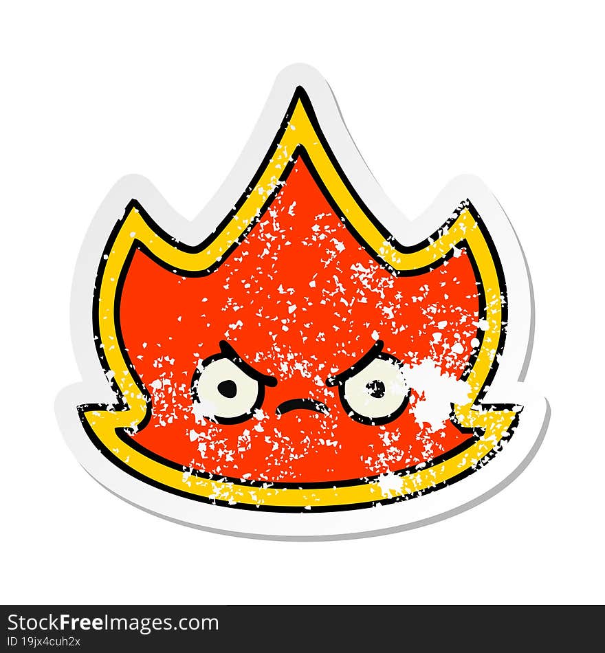 Distressed Sticker Of A Cute Cartoon Fire