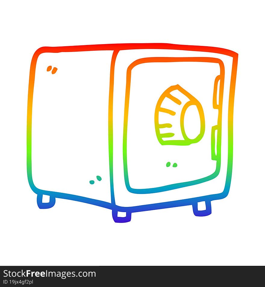 rainbow gradient line drawing of a cartoon locked safe