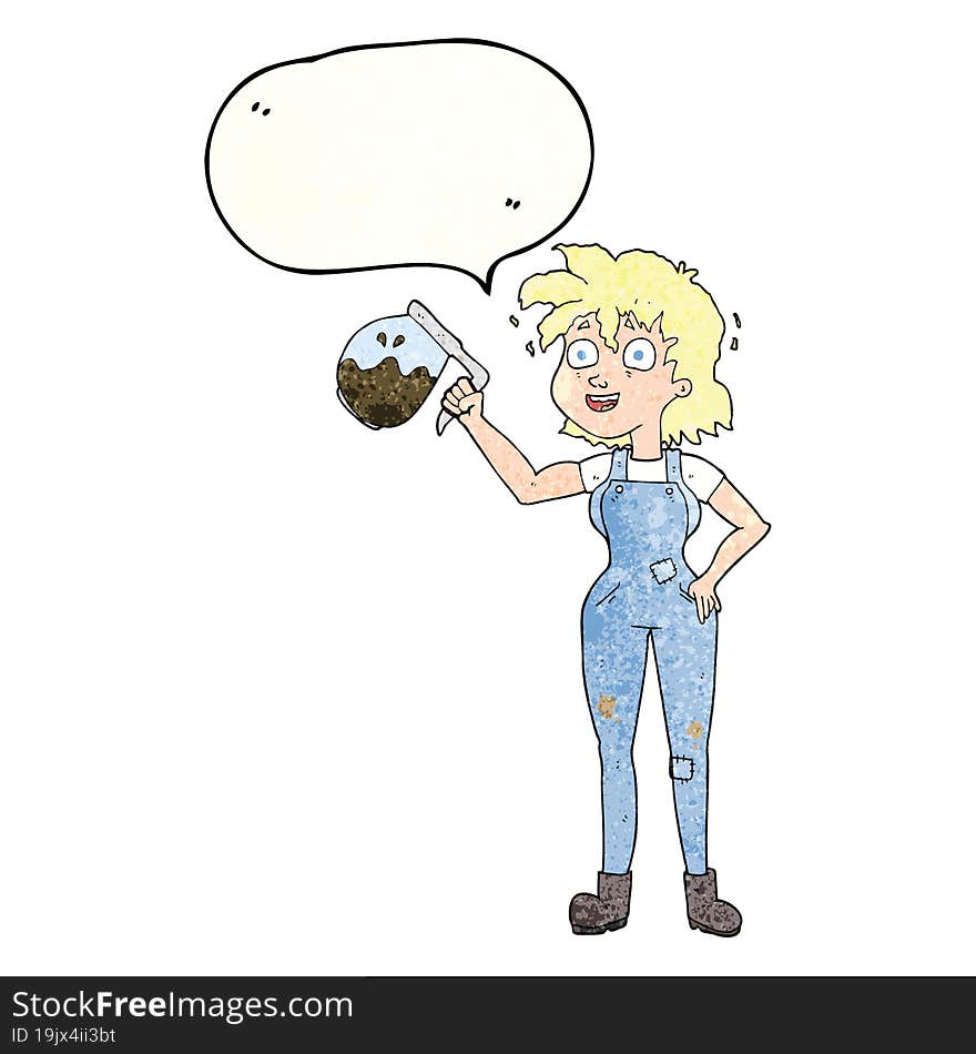 Too Much Coffee Speech Bubble Textured Cartoon