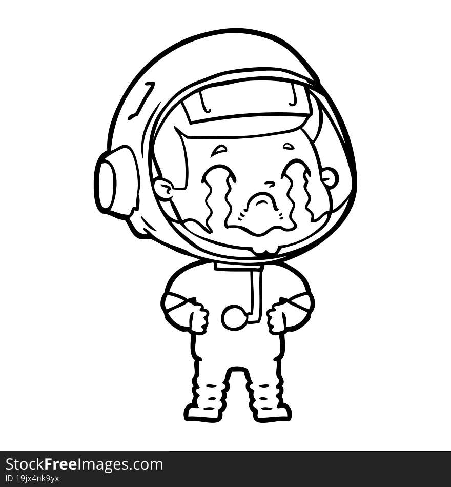 cartoon crying astronaut. cartoon crying astronaut