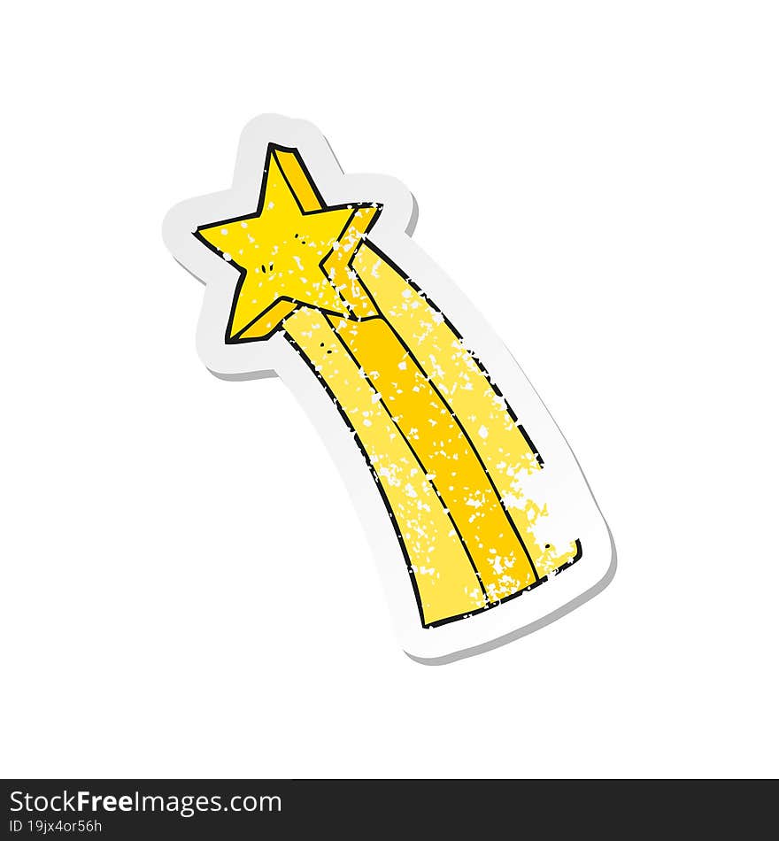 Retro Distressed Sticker Of A Cartoon Shooting Star