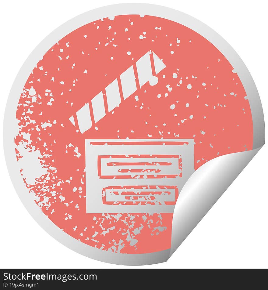 Distressed Circular Peeling Sticker Symbol Director Clapper