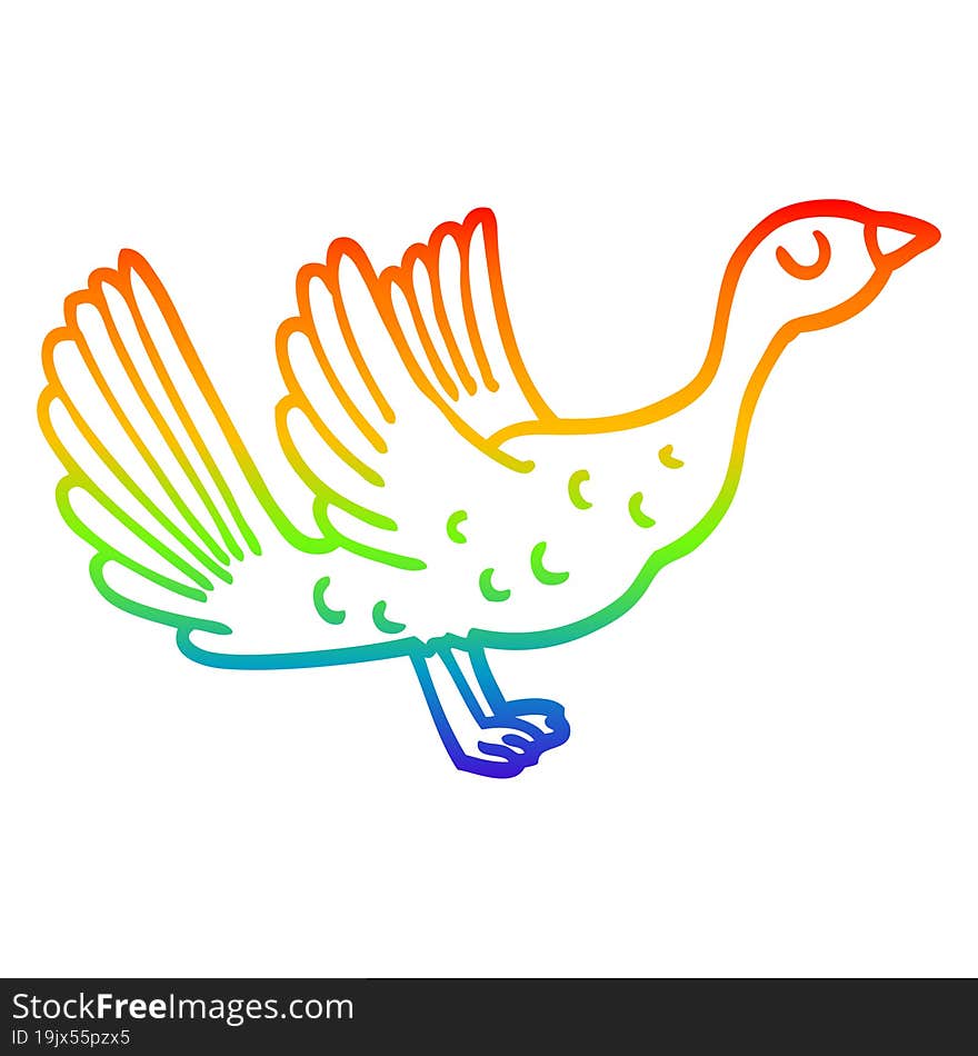 rainbow gradient line drawing of a cartoon goose