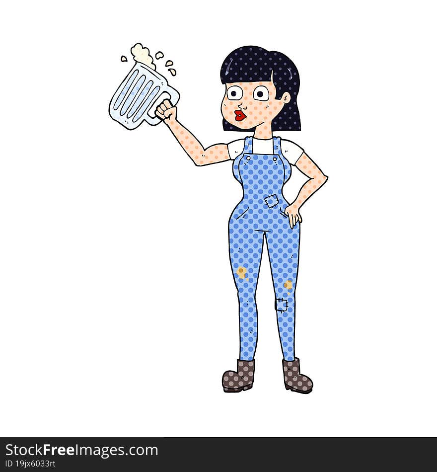 cartoon woman with beer