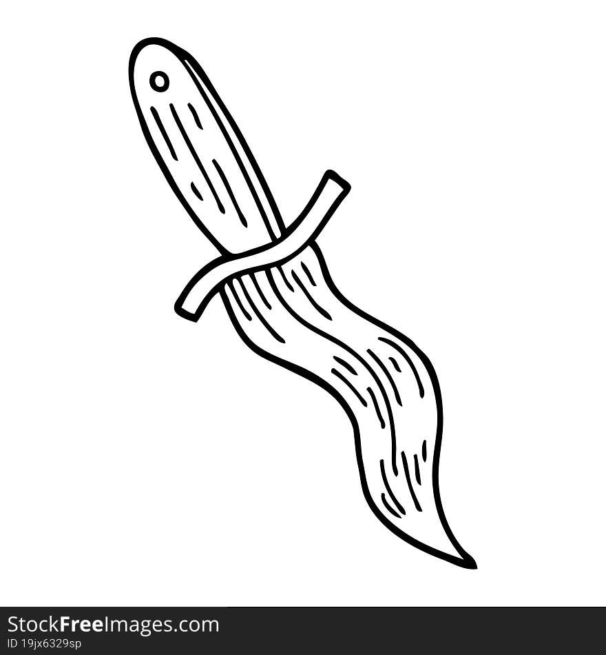 Line Drawing Cartoon Tattoo Dagger Symbol