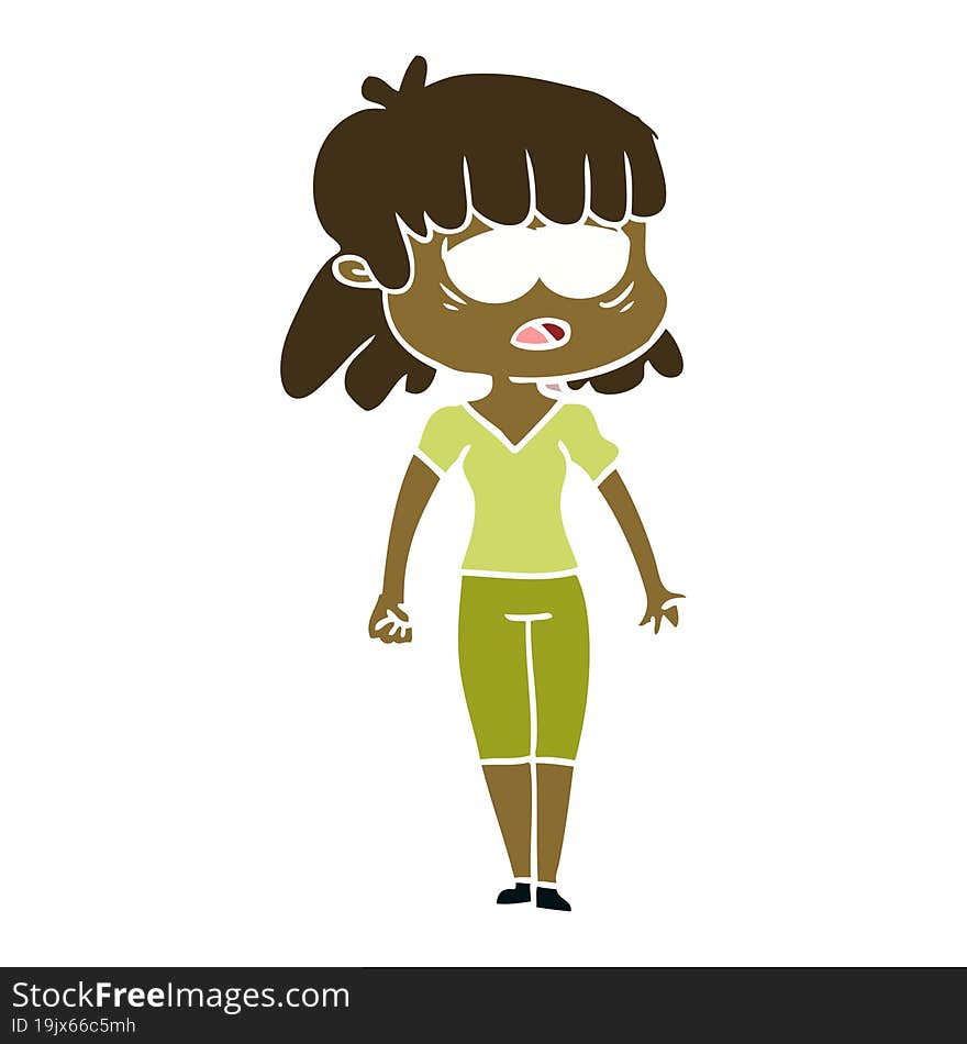 flat color style cartoon tired woman