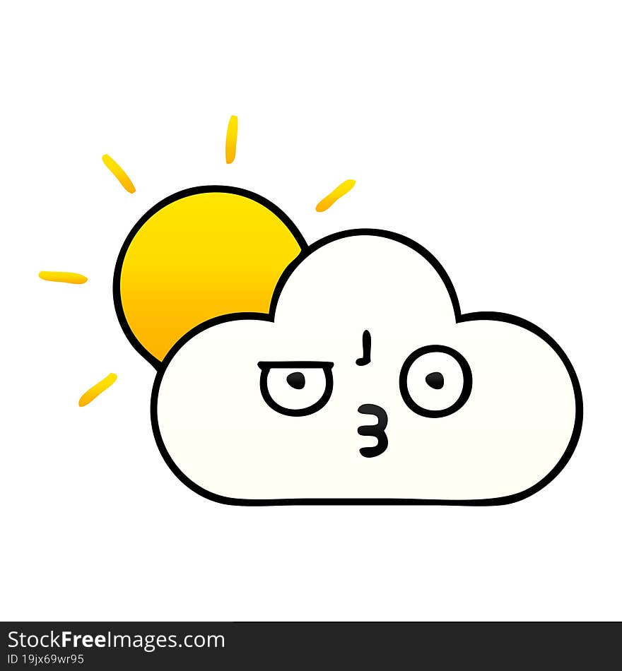 gradient shaded cartoon of a sunshine and cloud