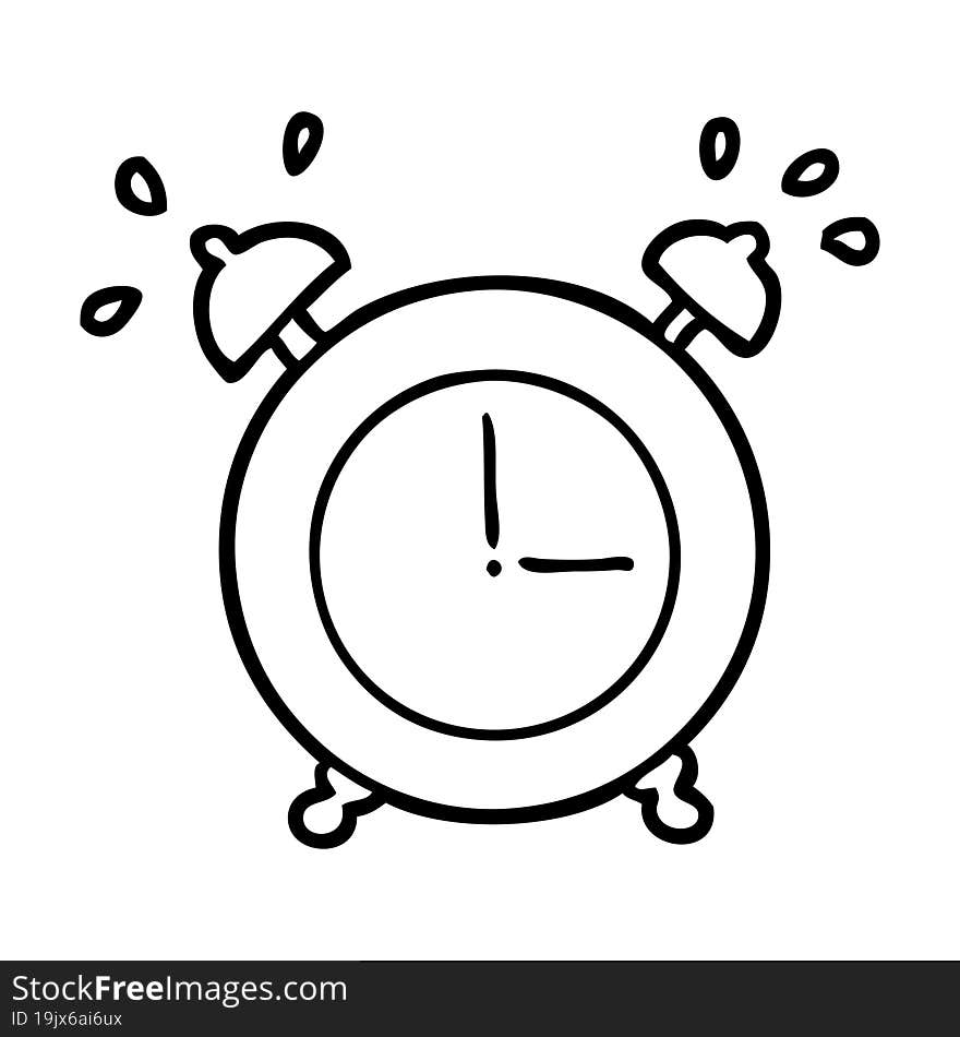 line drawing of a ringing alarm clock. line drawing of a ringing alarm clock