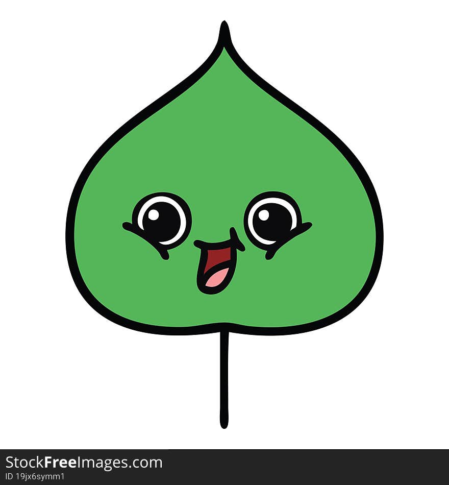 cute cartoon of a expressional leaf