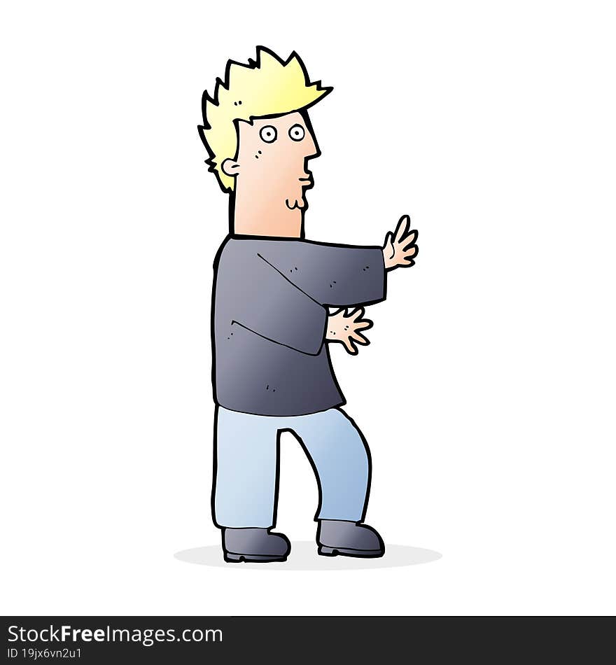 Cartoon Nervous Man Waving