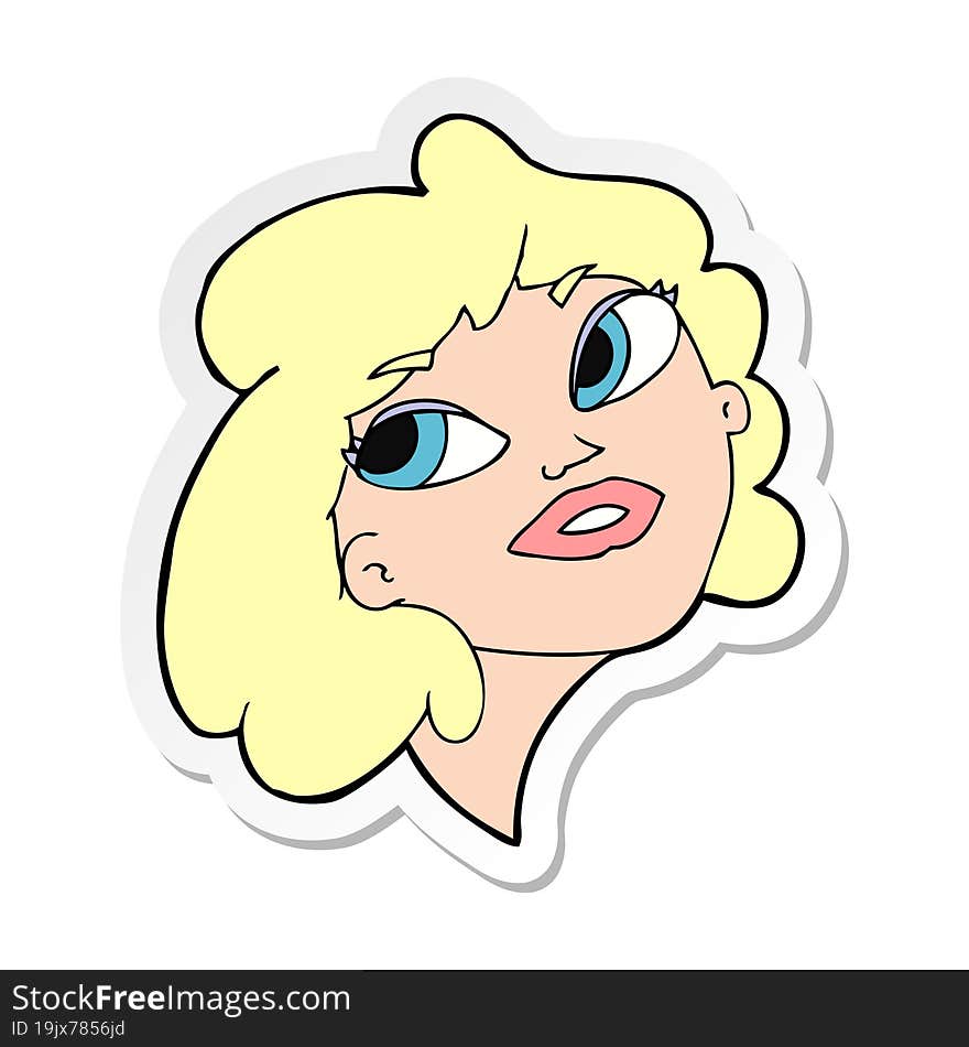 Sticker Of A Cartoon Happy Woman