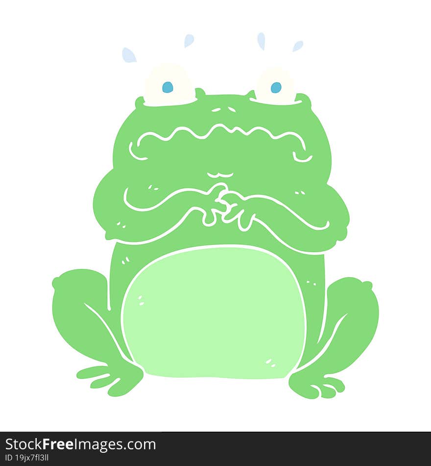 flat color illustration of a cartoon funny frog