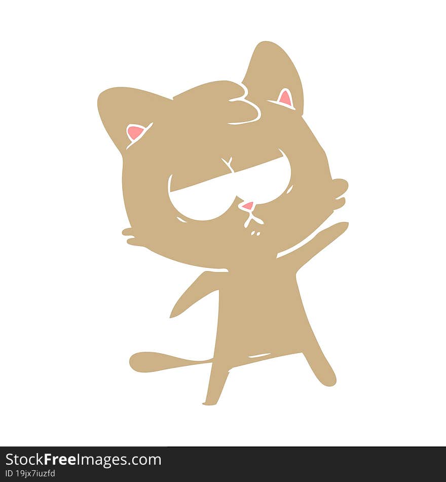 bored flat color style cartoon cat