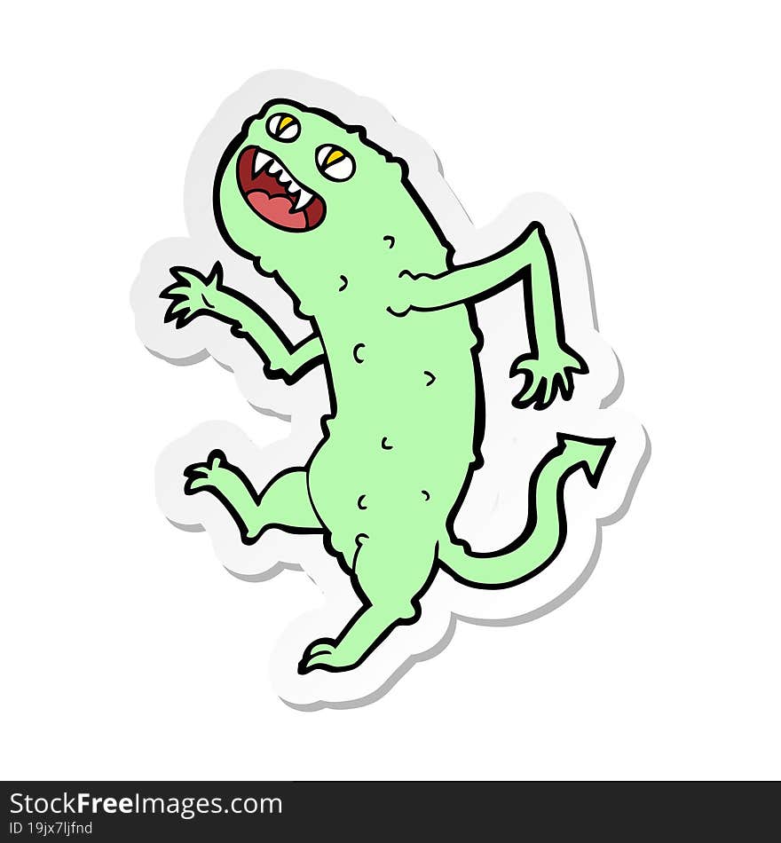 Sticker Of A Cartoon Monster