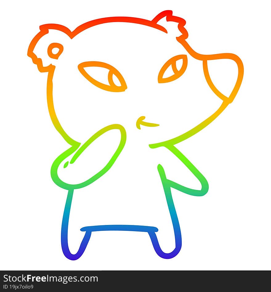 rainbow gradient line drawing cute cartoon bear