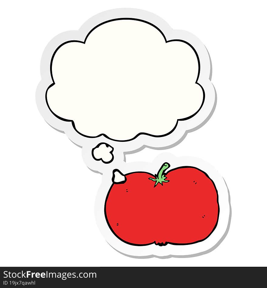 Cartoon Tomato And Thought Bubble As A Printed Sticker