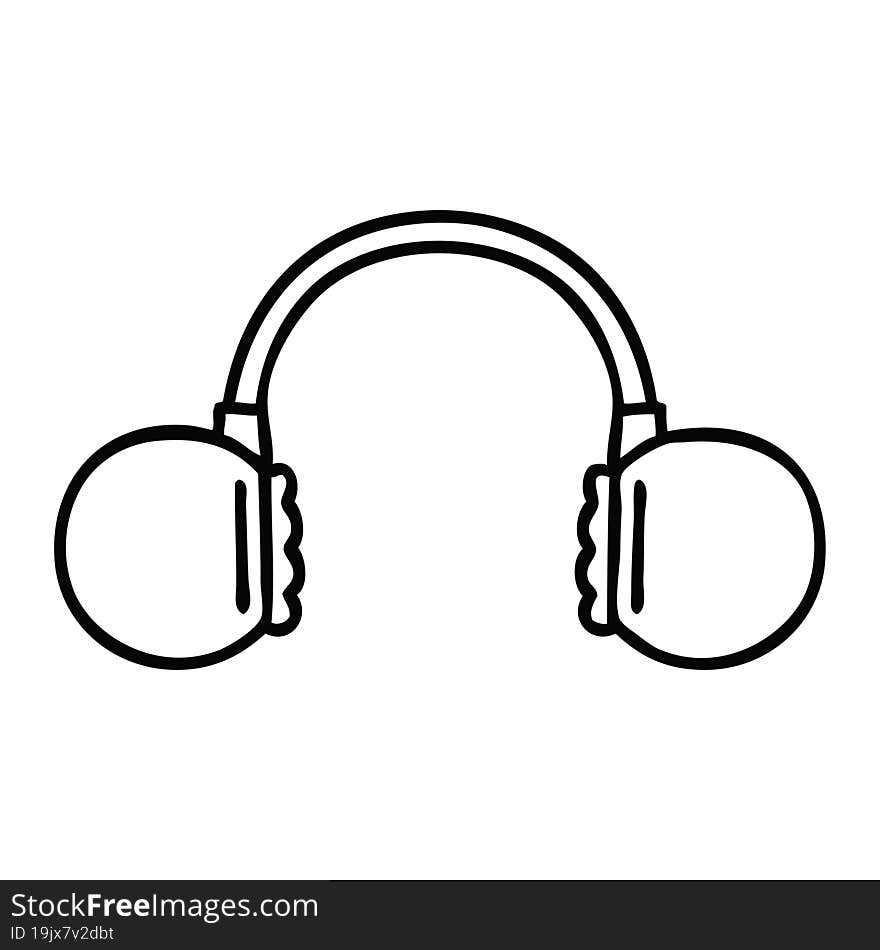 line drawing cartoon retro headphone