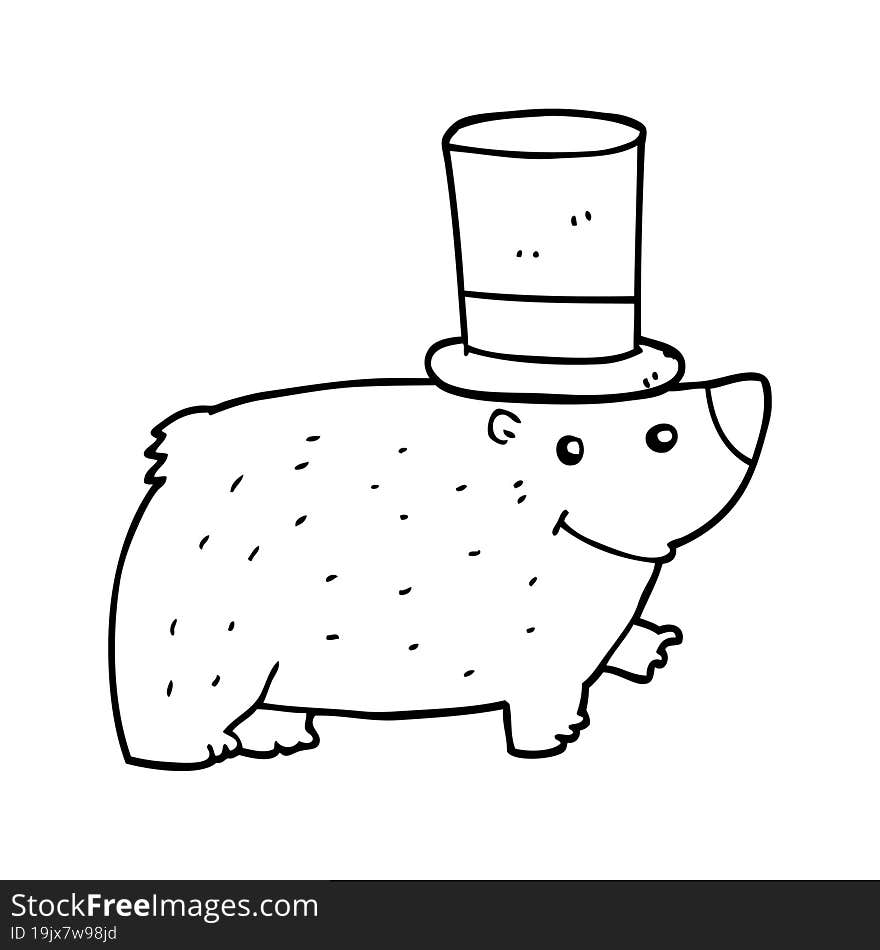 cartoon bear wearing top hat