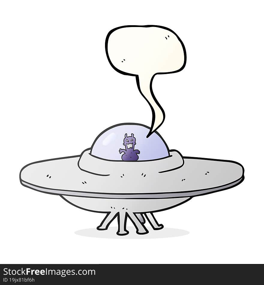 freehand drawn speech bubble cartoon UFO