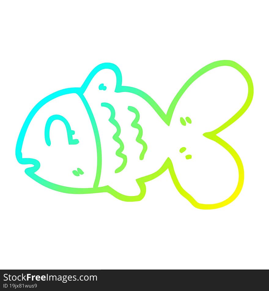 cold gradient line drawing cartoon fish