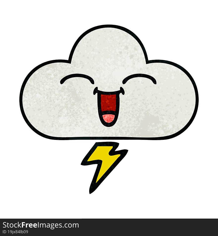 retro grunge texture cartoon thunder cloud