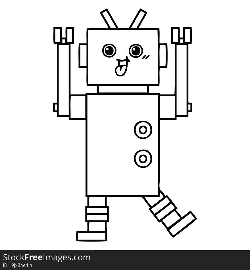 line drawing cartoon of a robot. line drawing cartoon of a robot