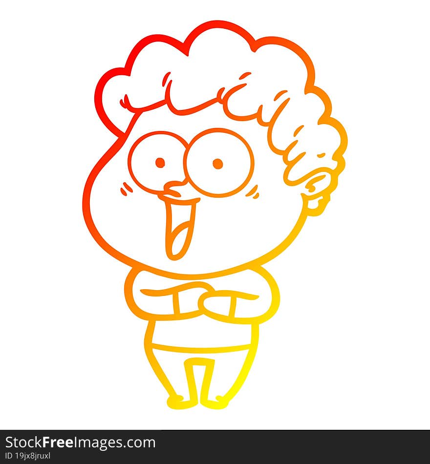 warm gradient line drawing cartoon happy man