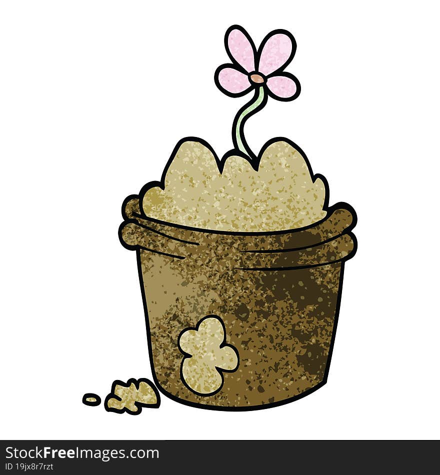 cartoon doodle flower pot