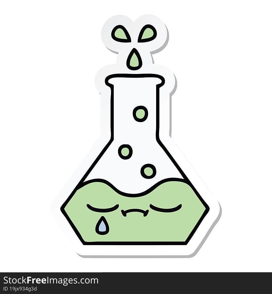 sticker of a cute cartoon science beaker