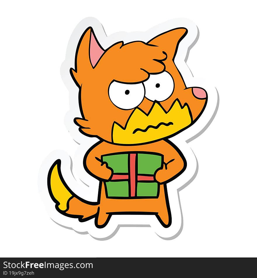 sticker of a cartoon annoyed fox