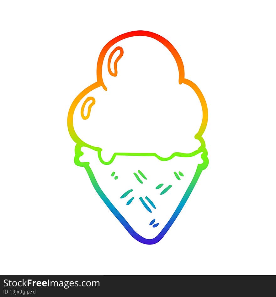 rainbow gradient line drawing cartoon ice cream