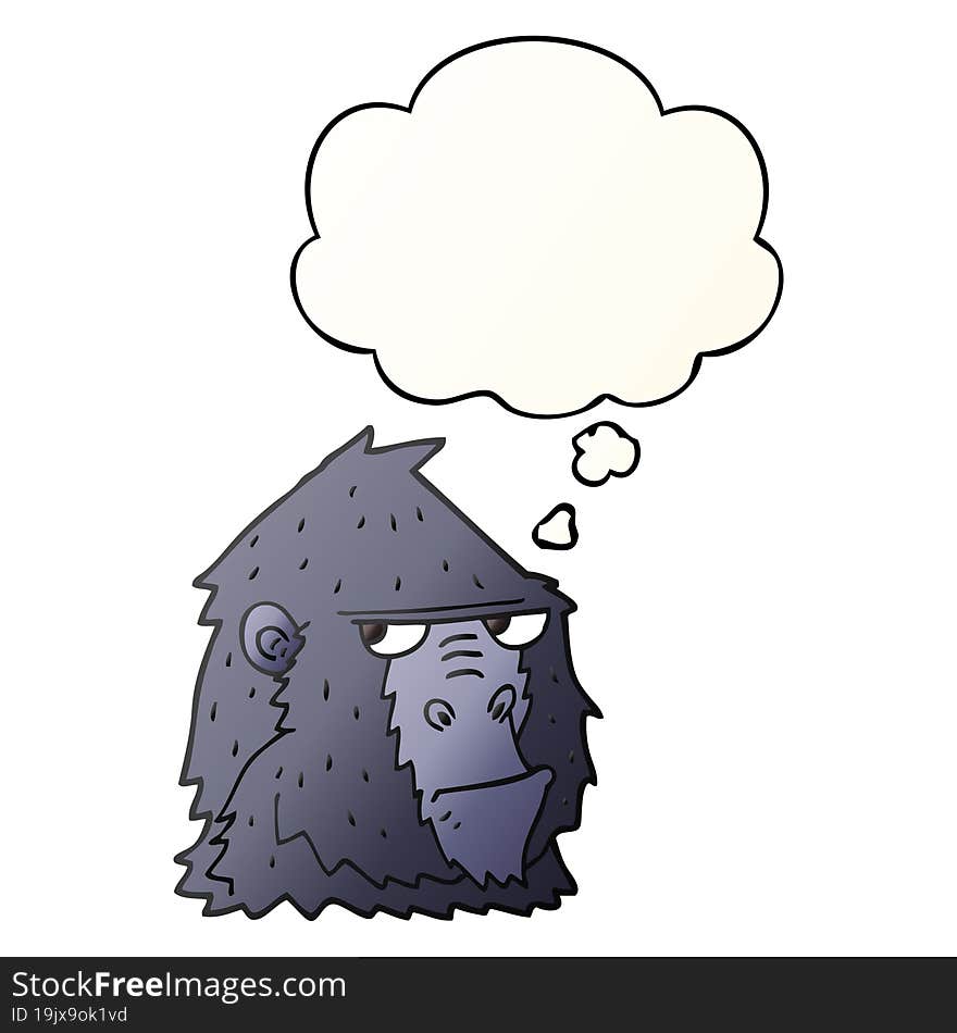 cartoon gorilla and thought bubble in smooth gradient style