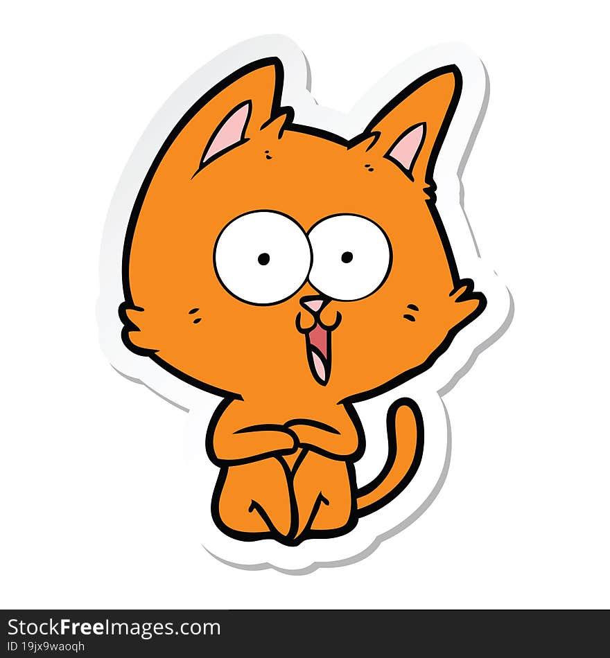 Sticker Of A Funny Cartoon Cat