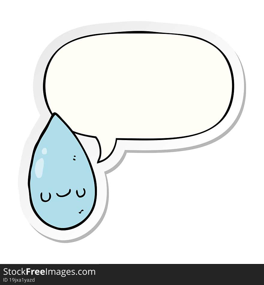 cartoon cute raindrop and speech bubble sticker