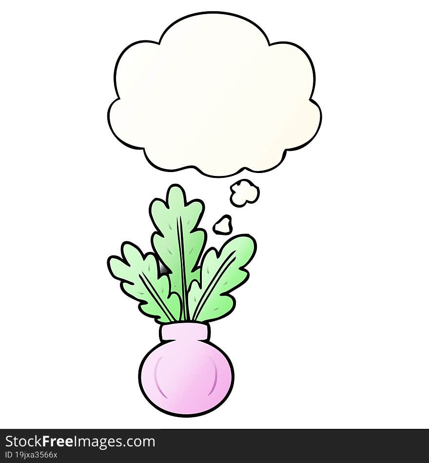 plant in vase and thought bubble in smooth gradient style