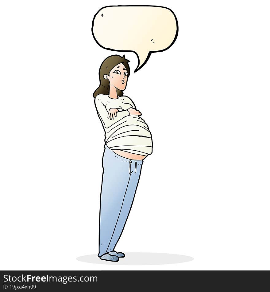 cartoon pregnant woman with speech bubble