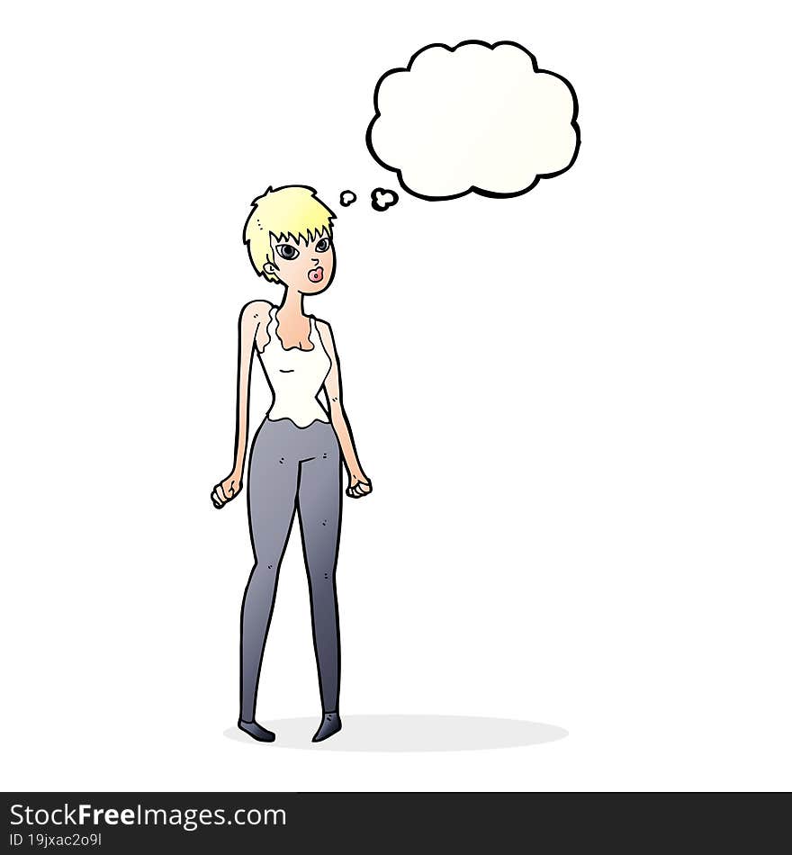 cartoon pretty woman  with thought bubble