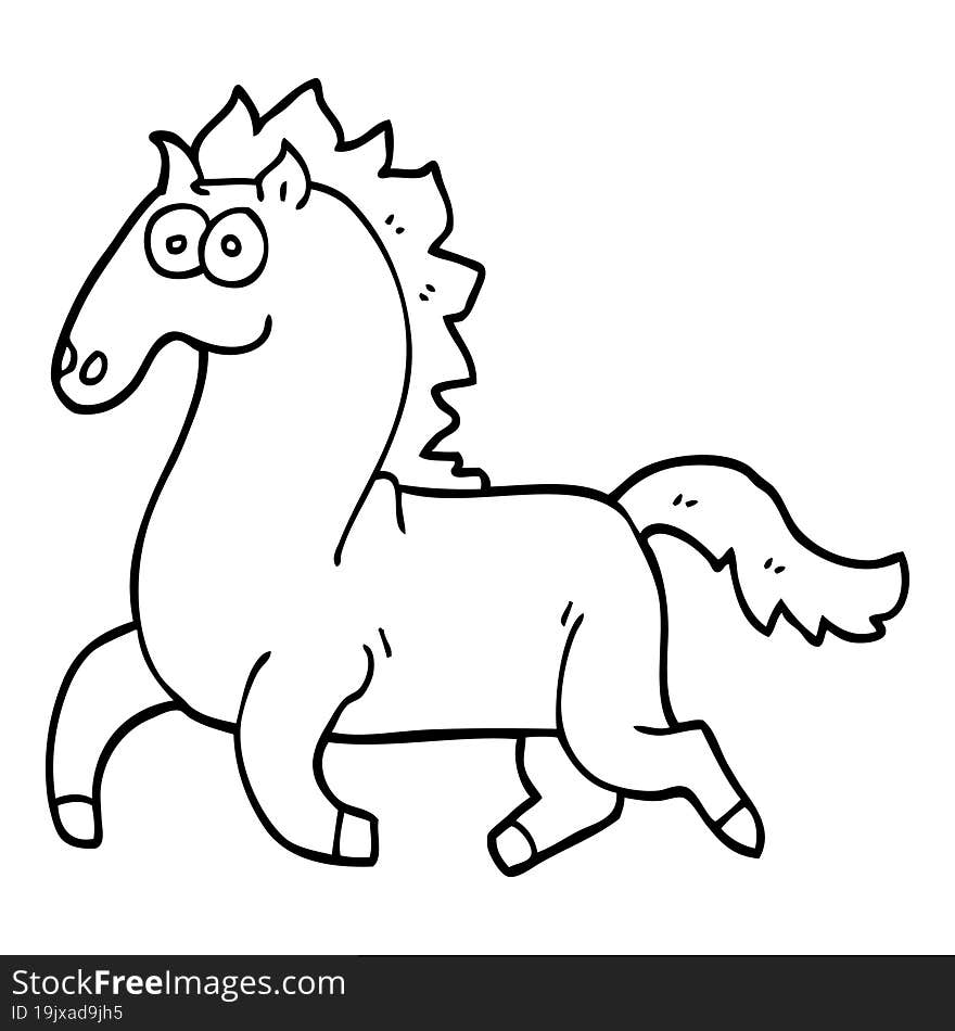 line drawing cartoon running horse