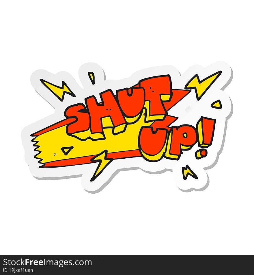 sticker of a cartoon shut up symbol